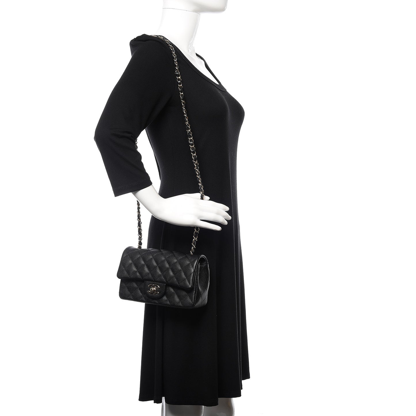Caviar Quilted Mini Rectangular Flap Black