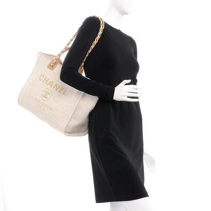 Chanel Canvas Large Deauville Tote Light Beige 2 of 8