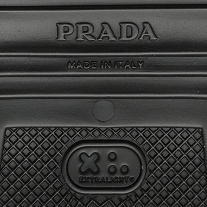 Prada Soft Mellow Rubber Triangle Logo Embossed Womens 25mm Mules 37 Black 6 of 10