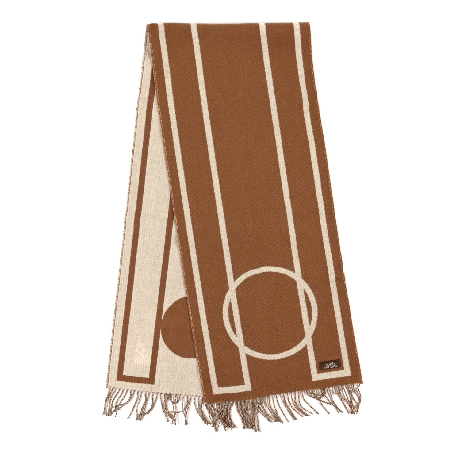 Hermes Cashmere Casaque Pile Ou Face Muffler Vigogne Ivoire 2 of 3