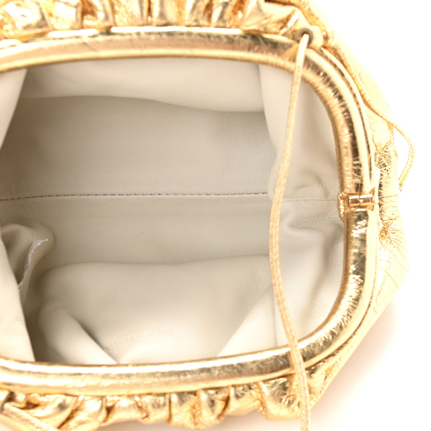 Bottega Veneta Metallic Crinkled Lambskin The Mini Pouch Oro 5 of 10