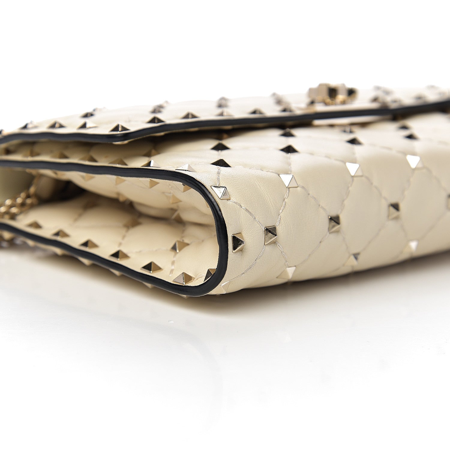 Valentino Garavani Nappa Rockstud Spike Wallet on Chain Light Ivory 10 of 13