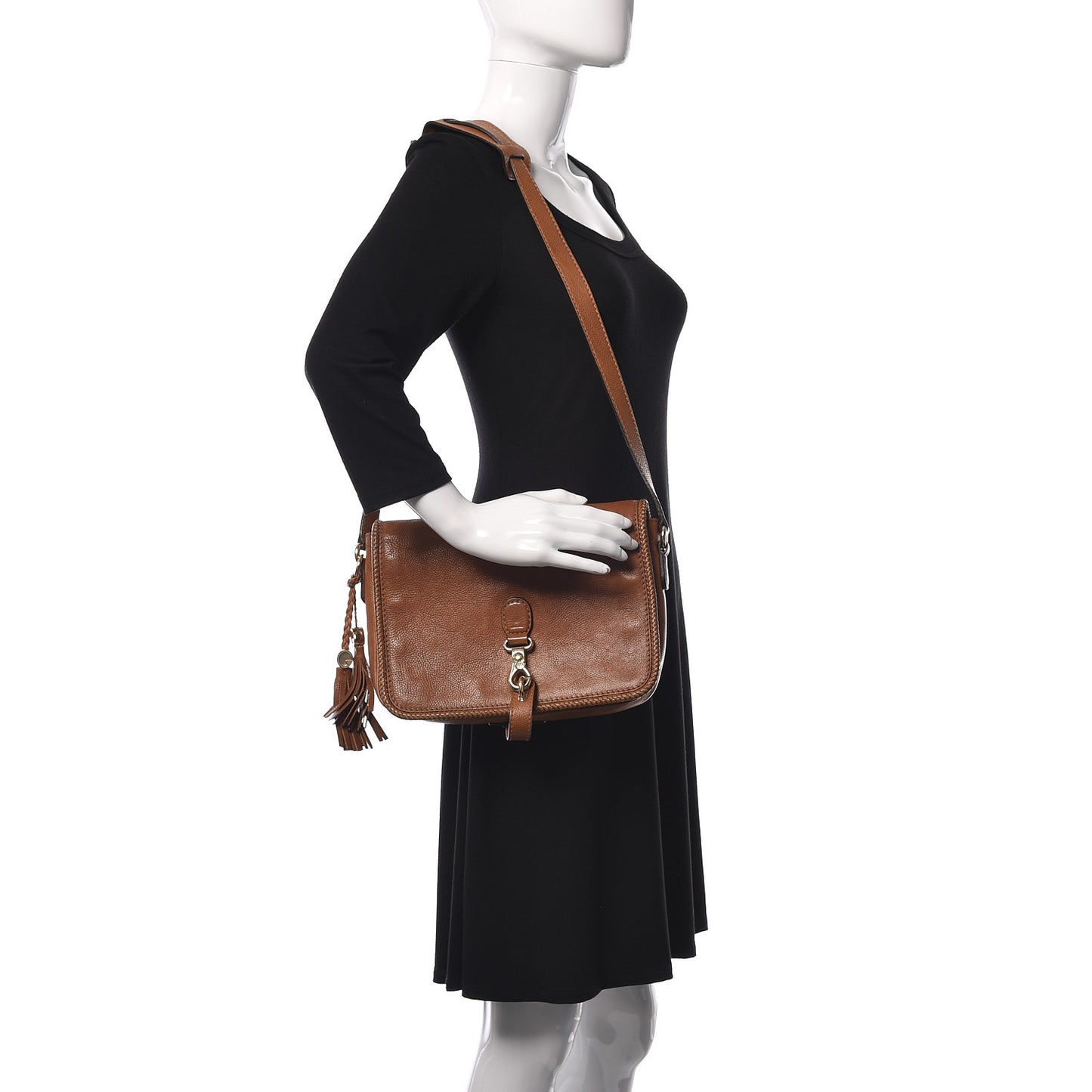 Grained Calfskin Medium Marrakech Flap Messenger Bag Brown