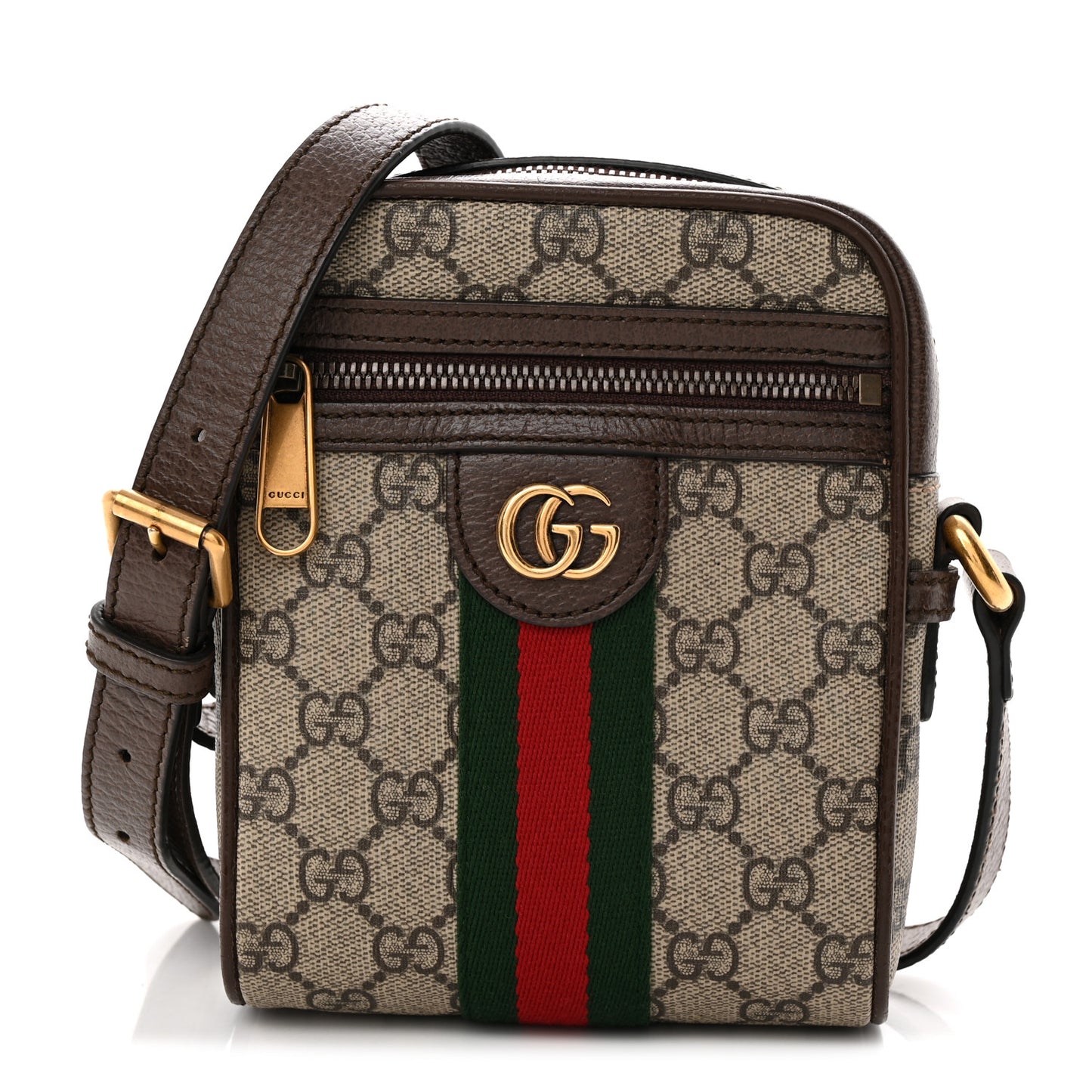 GG Supreme Monogram Web Mini Ophidia Messenger Brown
