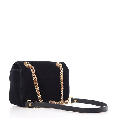 Gucci Velvet Matelasse Mini GG Marmont Shoulder Bag Black 3 of 8