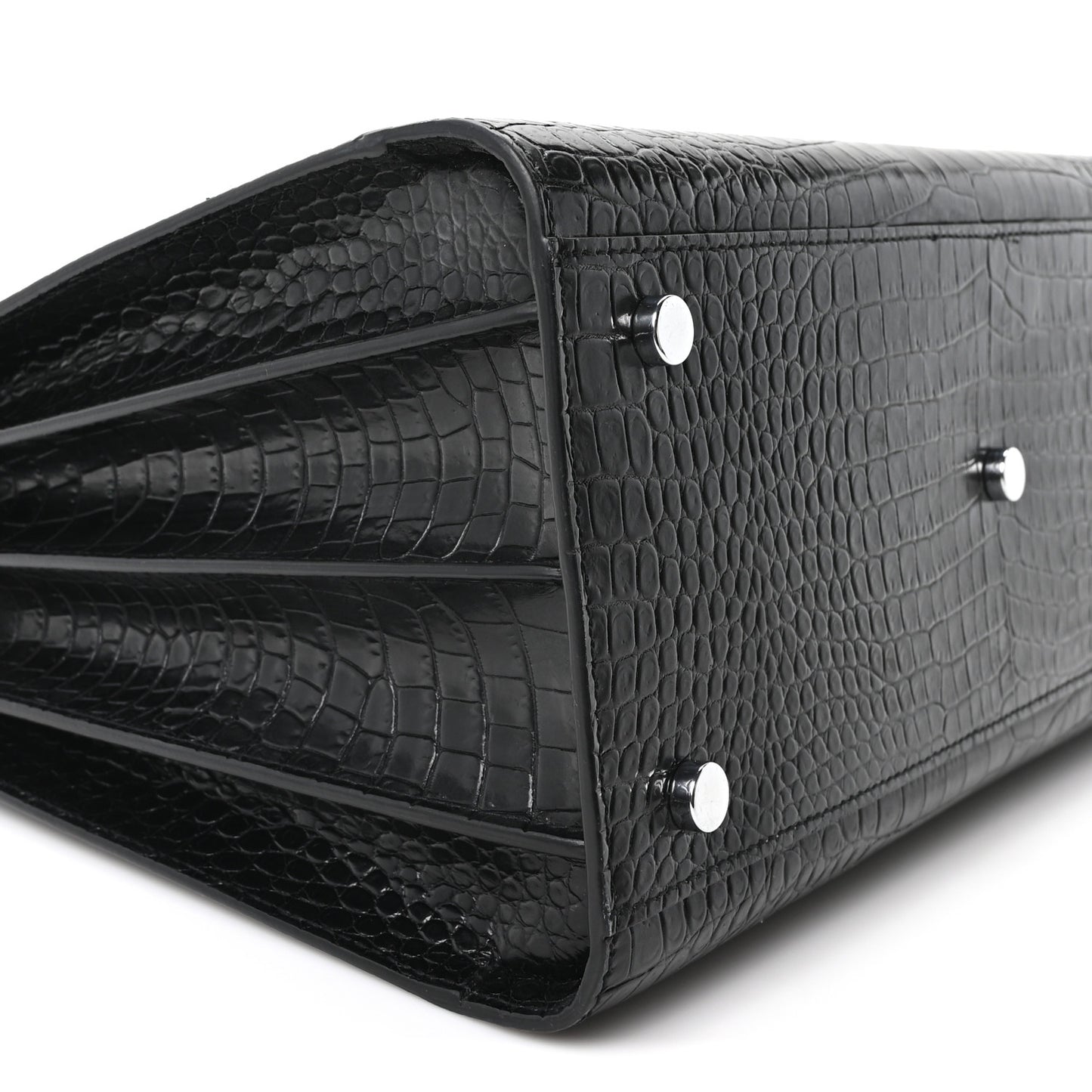 Calfskin Crocodile Embossed Small Sac de Jour Black