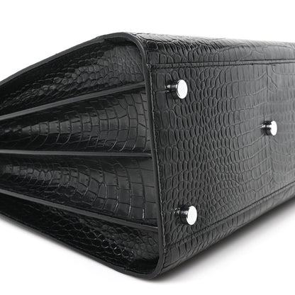 Saint Laurent Calfskin Crocodile Embossed Small Sac de Jour Black 9 of 10