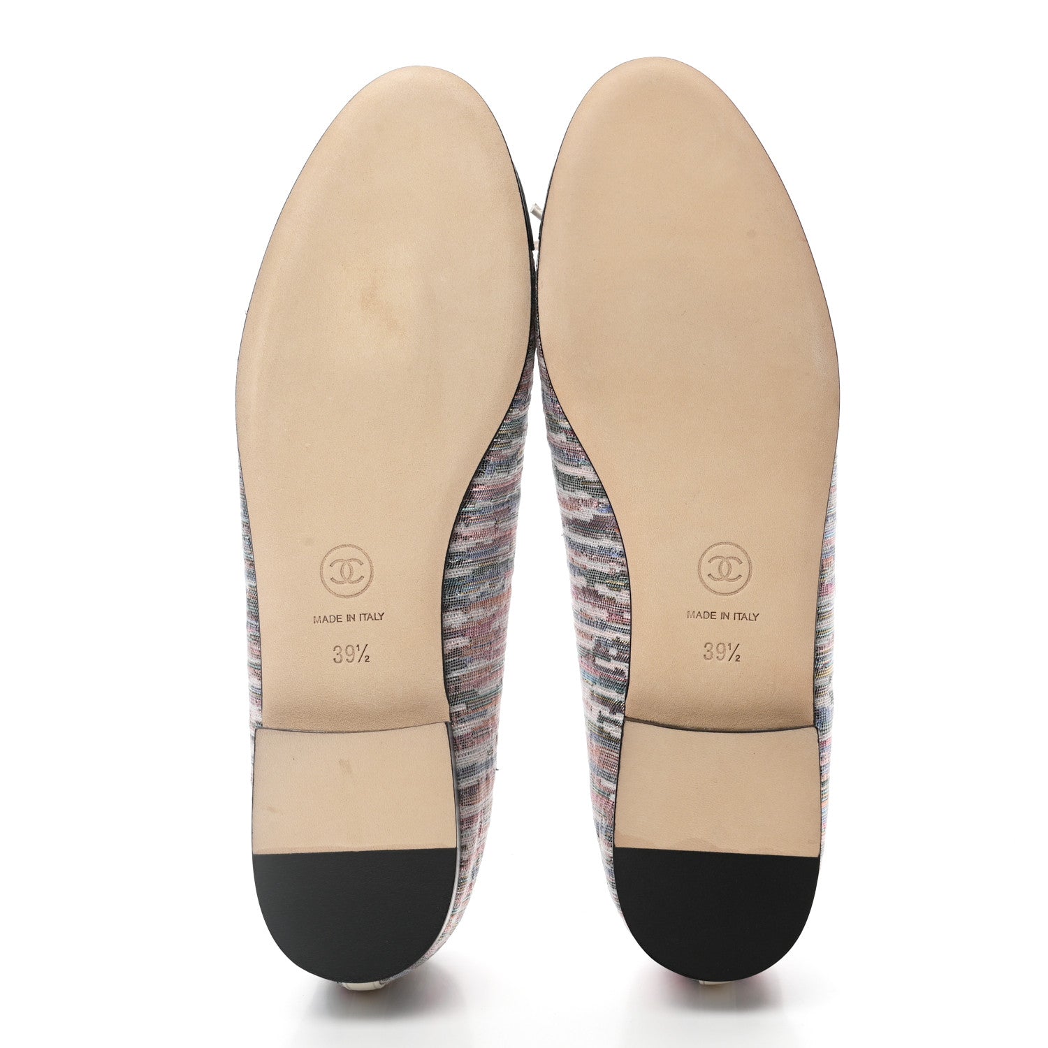 Chanel Tweed Grosgrain Cap Toe Ballerina Flats 39.5 Iridescent Multicolor 5 of 9
