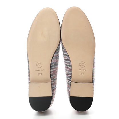 Chanel Tweed Grosgrain Cap Toe Ballerina Flats 39.5 Iridescent Multicolor 5 of 9