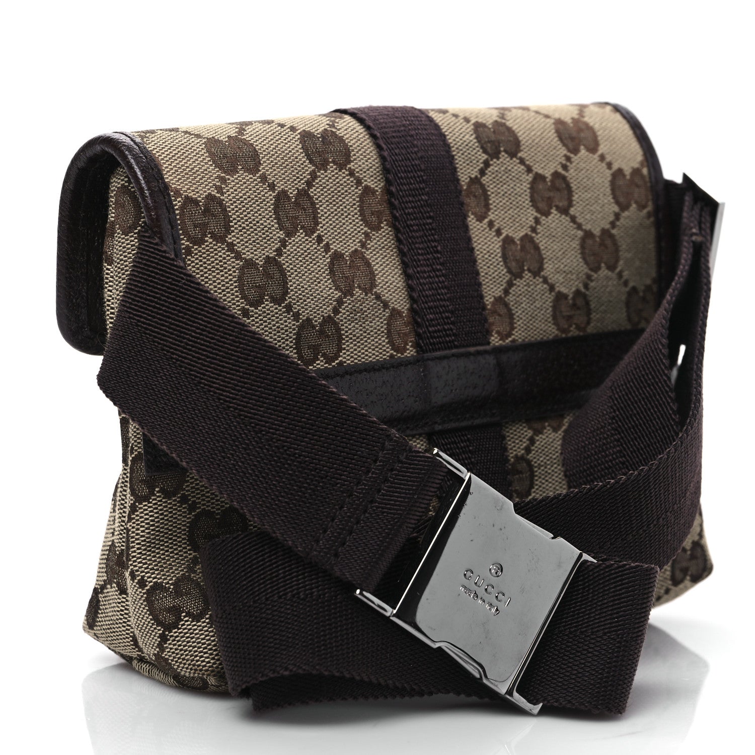Gucci GG Monogram Buckle Belt Bag Dark Brown 3 of 9