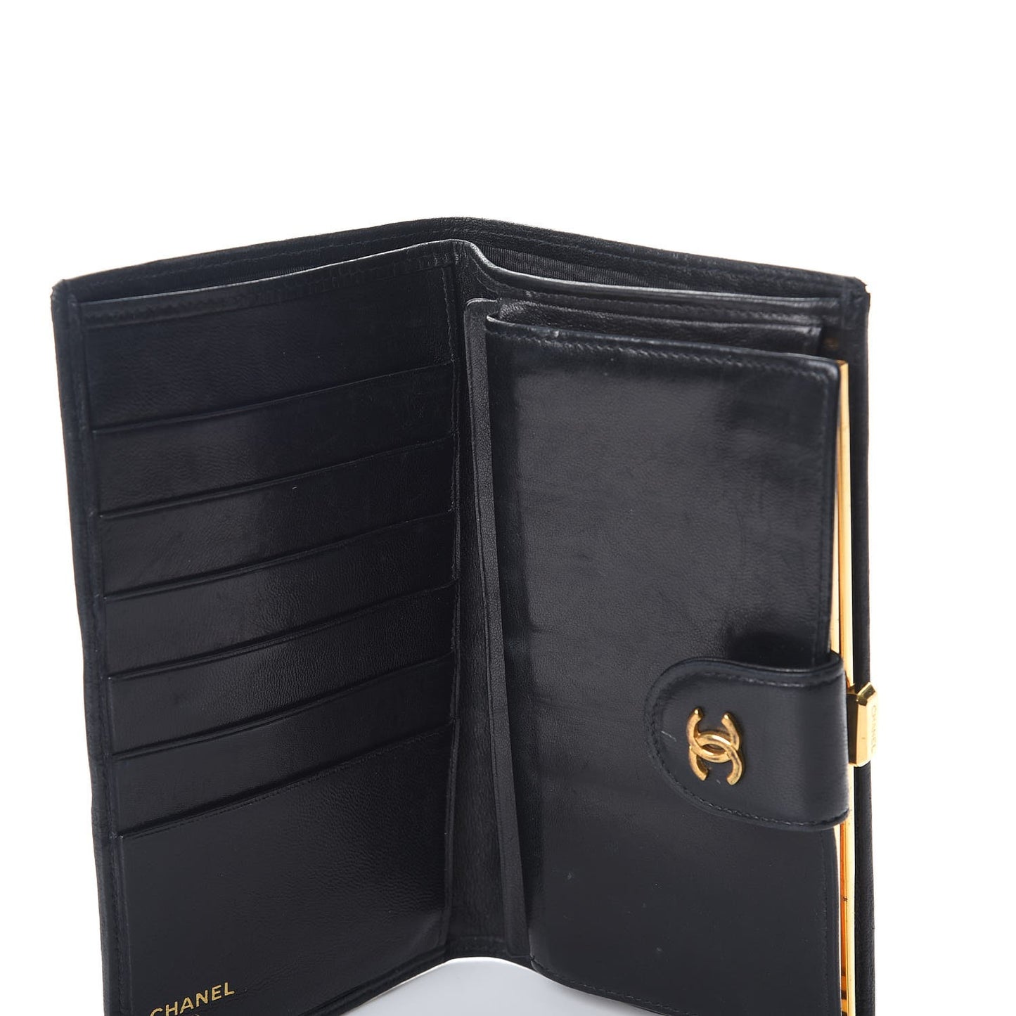 Lambskin Diamond Stitched French Wallet Black
