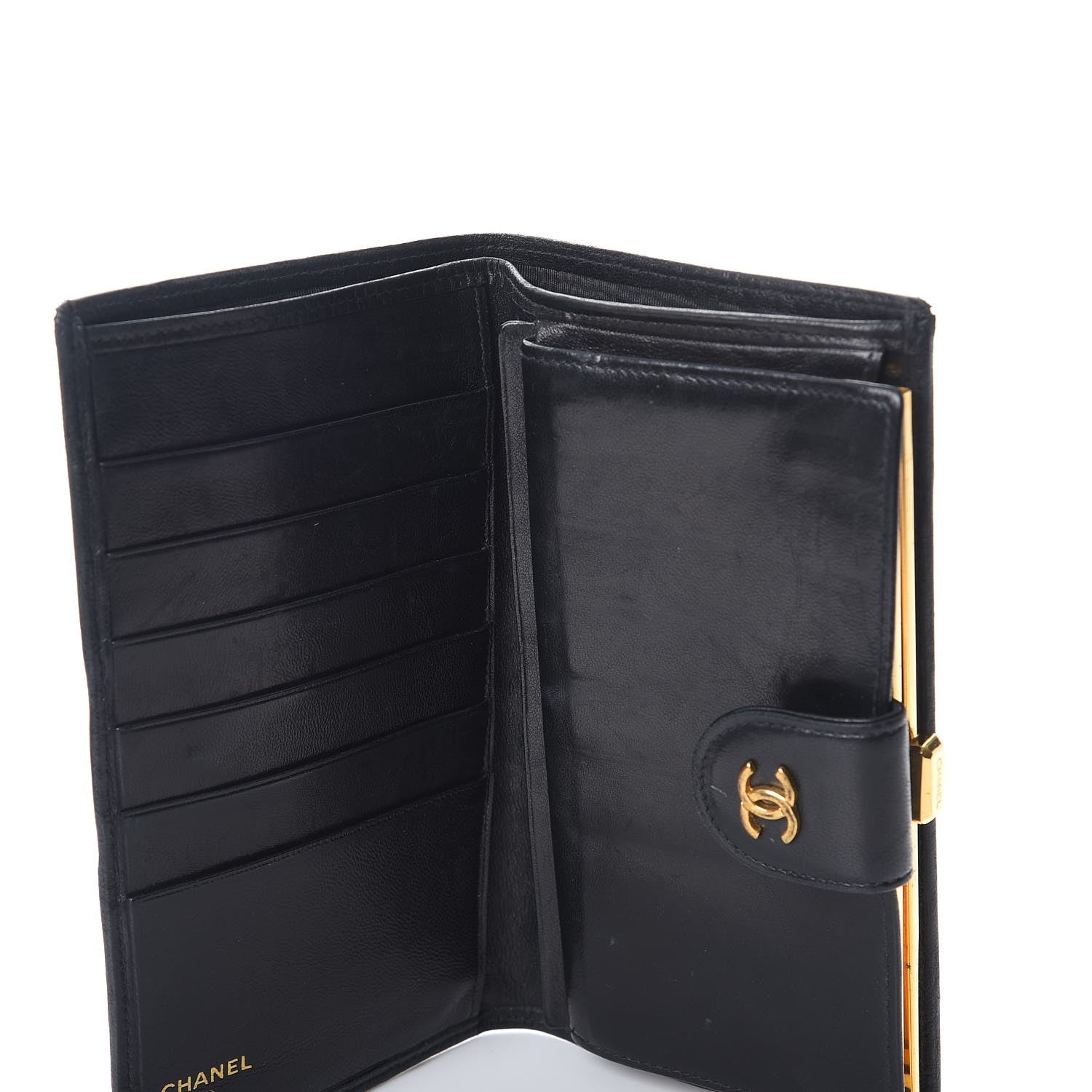 Chanel Lambskin Diamond Stitched French Wallet Black 10 of 11
