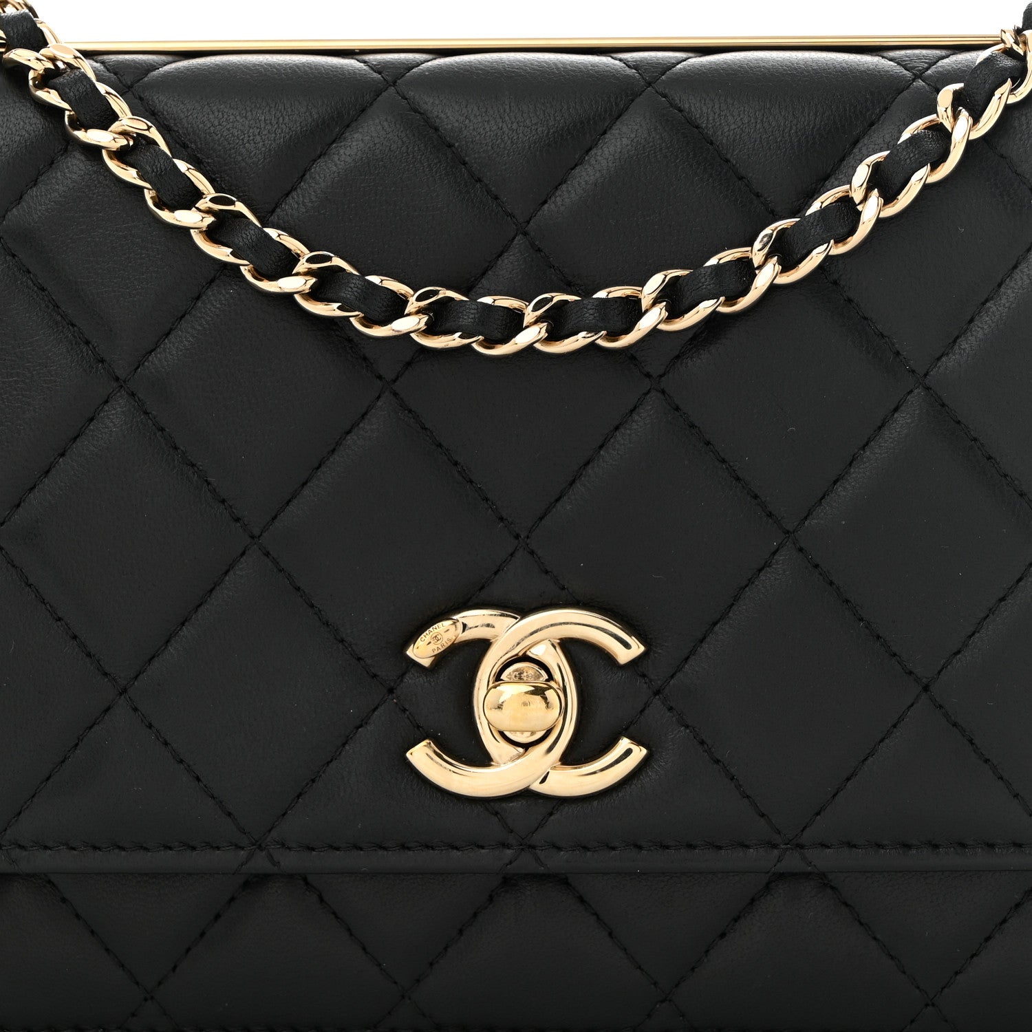 Chanel Lambskin Quilted Trendy CC Wallet On Chain WOC Black 8 of 10