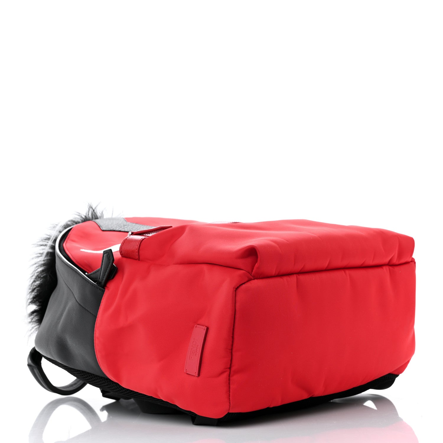 Fendi Nylon Vitello Elite Flamingo Fox Goat Fur Lightning Monster Eyes Backpack Rosso Black 3 of 10
