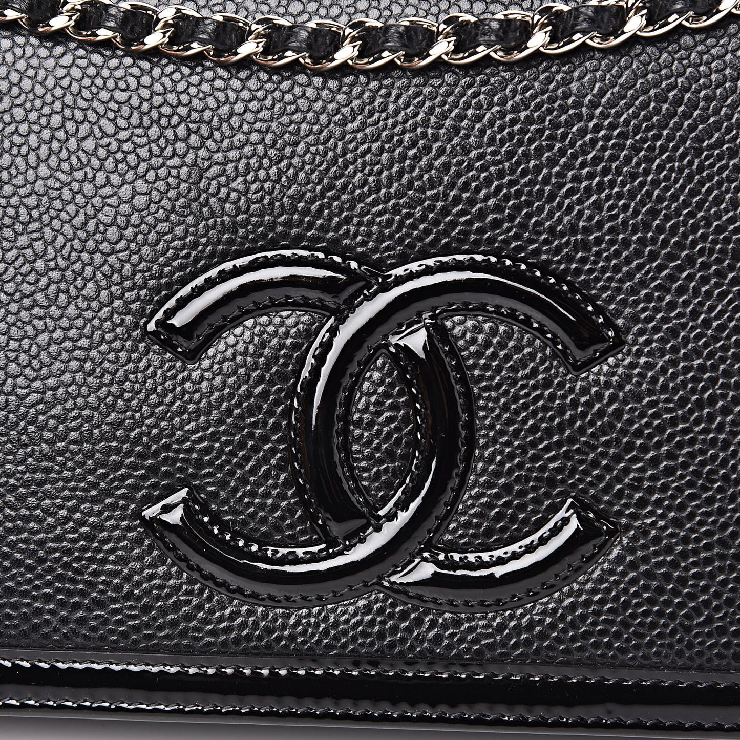 Caviar Patent CC Wallet On Chain WOC Black