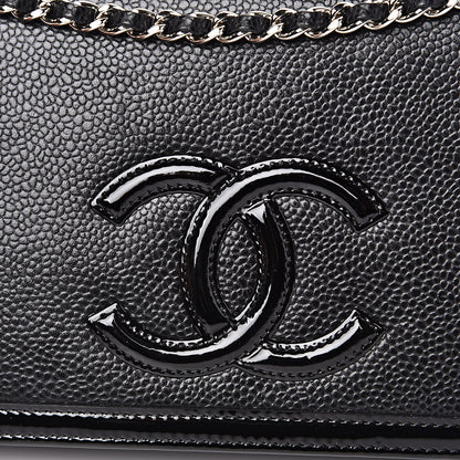 Chanel Caviar Patent CC Wallet On Chain WOC Black 8 of 14
