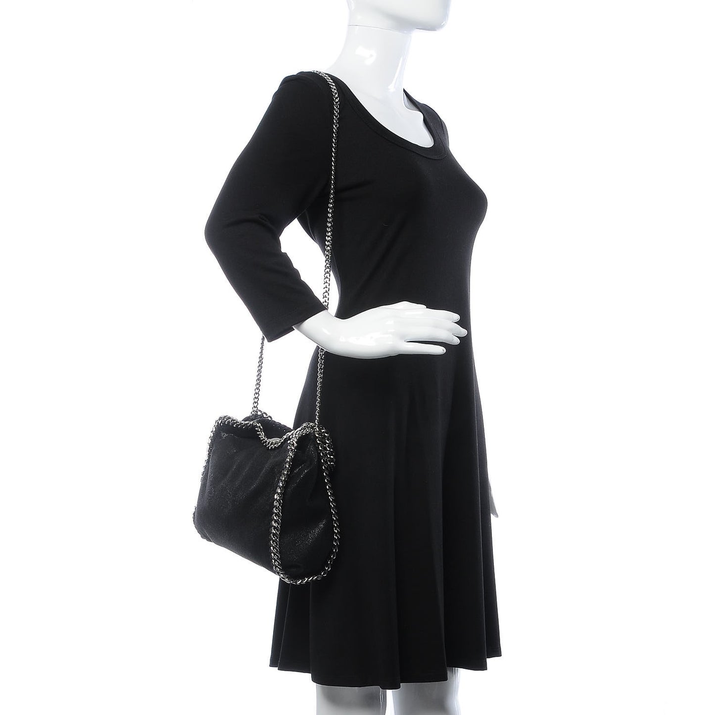 Shaggy Deer Mini Falabella Fold Over Tote Black