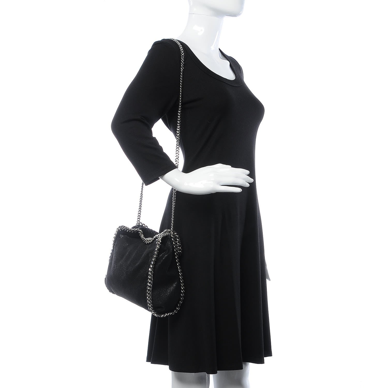 Stella McCartney Shaggy Deer Mini Falabella Fold Over Tote Black 2 of 8