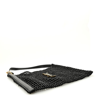 Saint Laurent Raffia Calfskin Oxalis Shoulder Bag Black 4 of 10