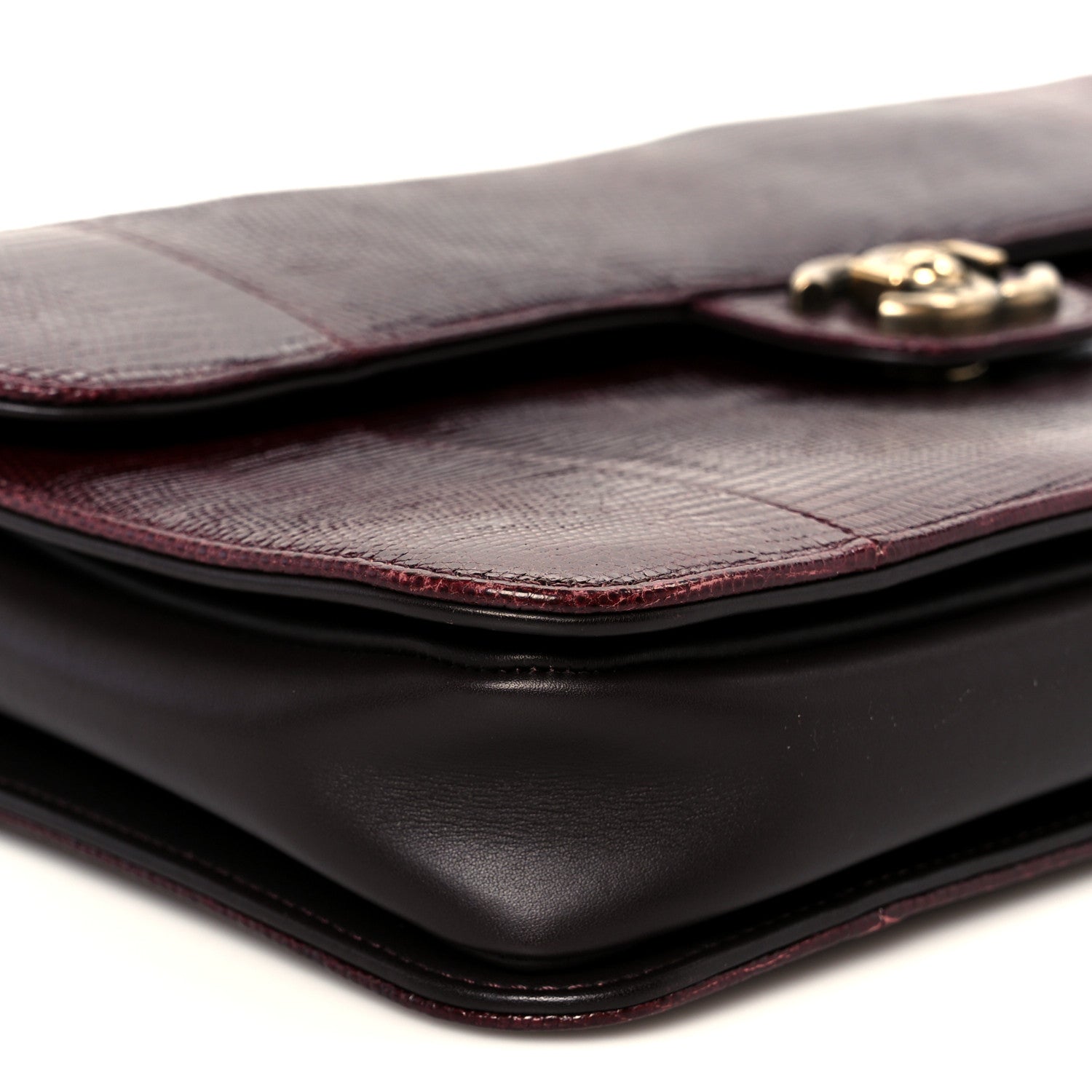 Chanel Lizard Lambskin Quilted Large Perfect Edge Flap Burgundy 9 of 10