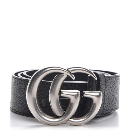 Gucci Textured Dollar Calfskin Nickel Double G 40mm Belt 85 34 Black 1 of 7