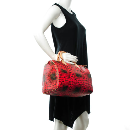 Louis Vuitton Monogram Kusama Town Speedy 30 Red 2 of 7