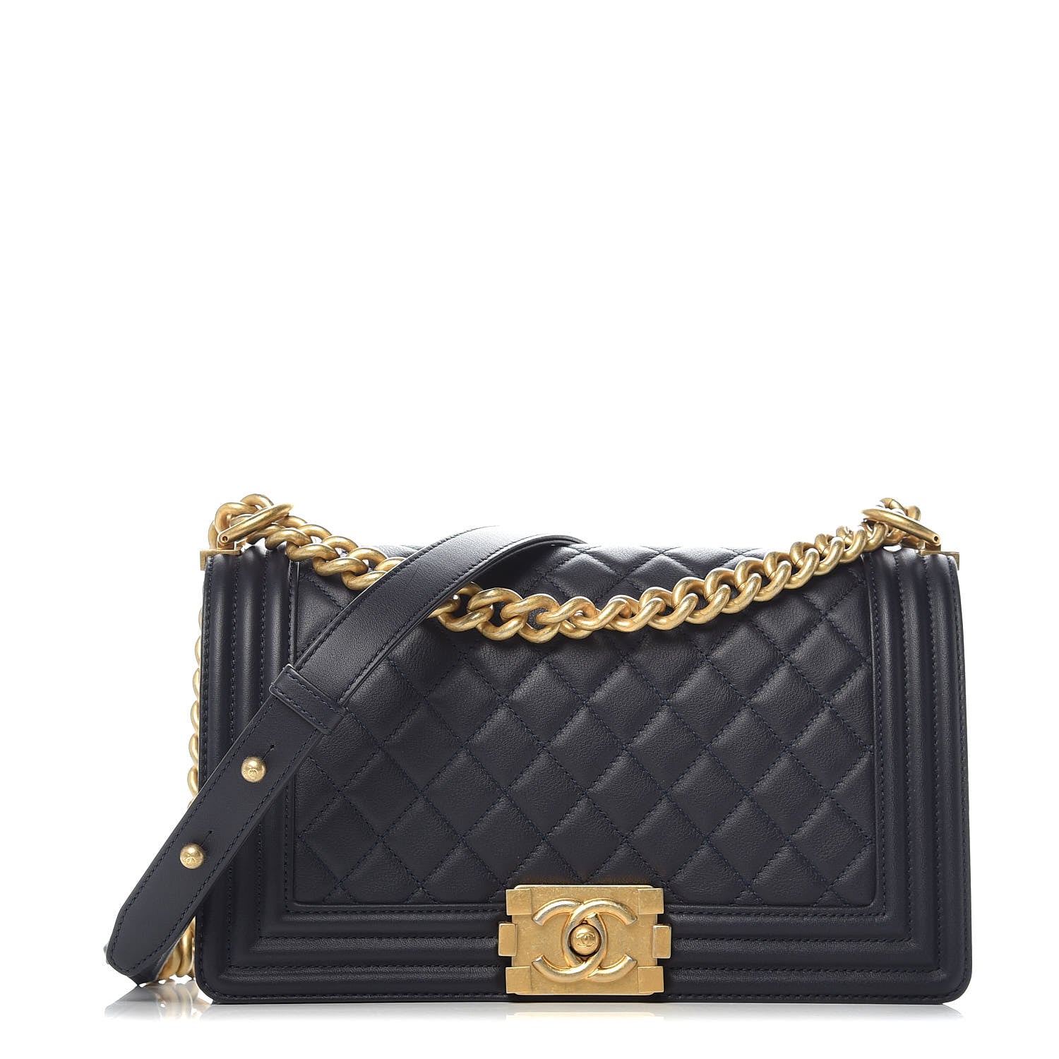 Chanel Lambskin Quilted Medium Boy Flap Dark Navy 1 of 8