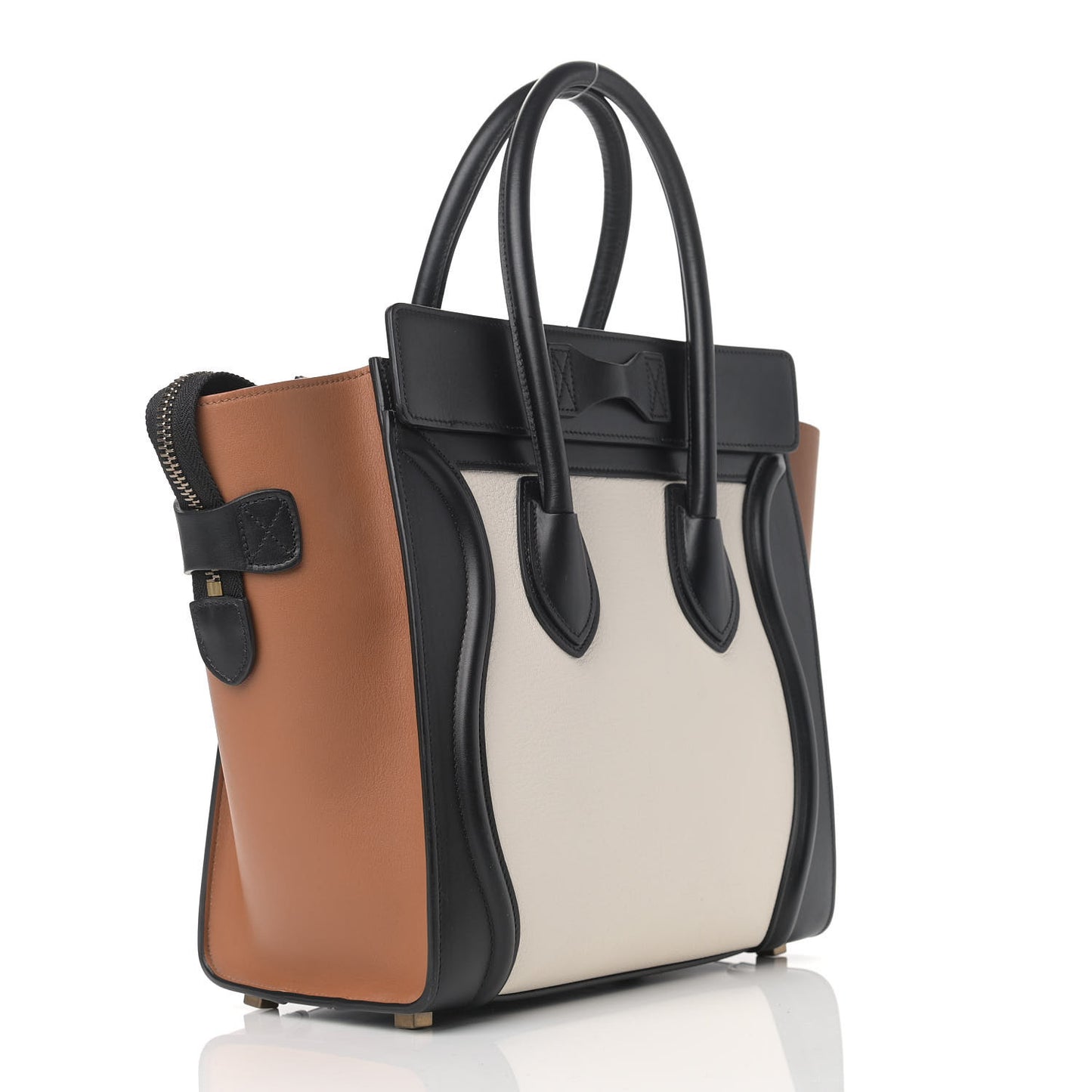 Baby Grained Calfskin Tri-color Micro Luggage White