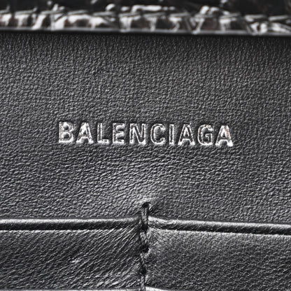 Balenciaga Shiny Calfskin Monochrome Crocodile Embossed Hourglass Chain Bag Black 6 of 9