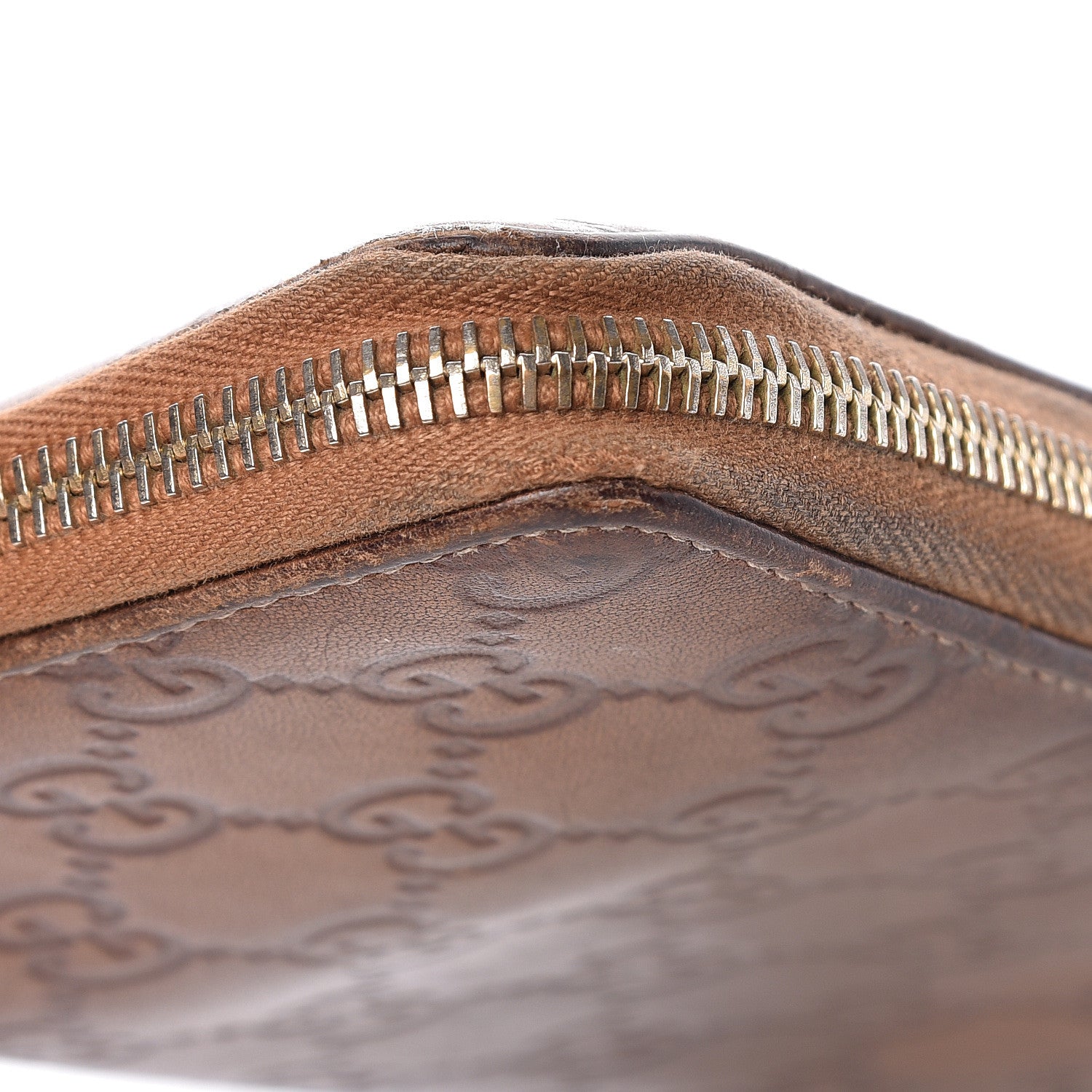 Gucci Metallic Guccissima Twins Zip Around Organizer Wallet Bronze 22 of 25