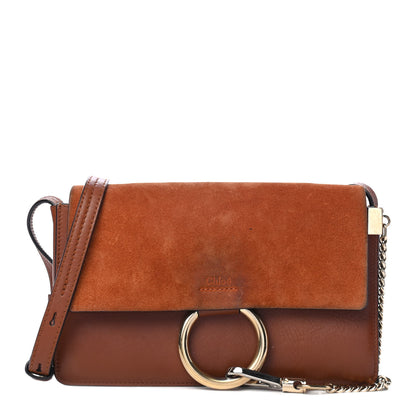 Chloe Suede Calfskin Small Faye Shoulder Bag Tobacco 1 of 5