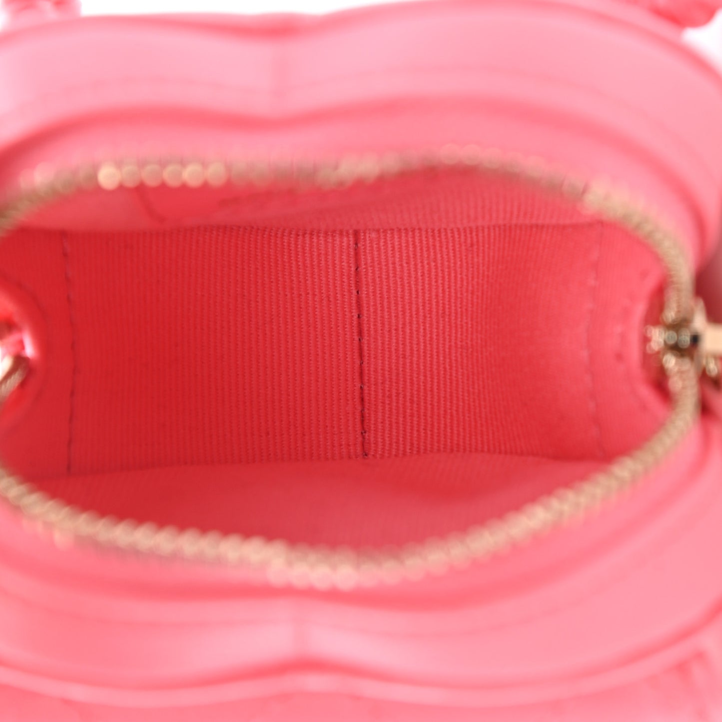 Lambskin Quilted CC In Love Heart Zipped Arm Coin Purse Pink