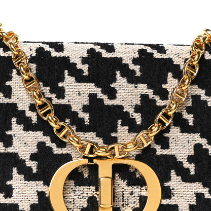 Christian Dior Technical Canvas Macro Houndstooth Medium Caro Bag Black White 8 of 10