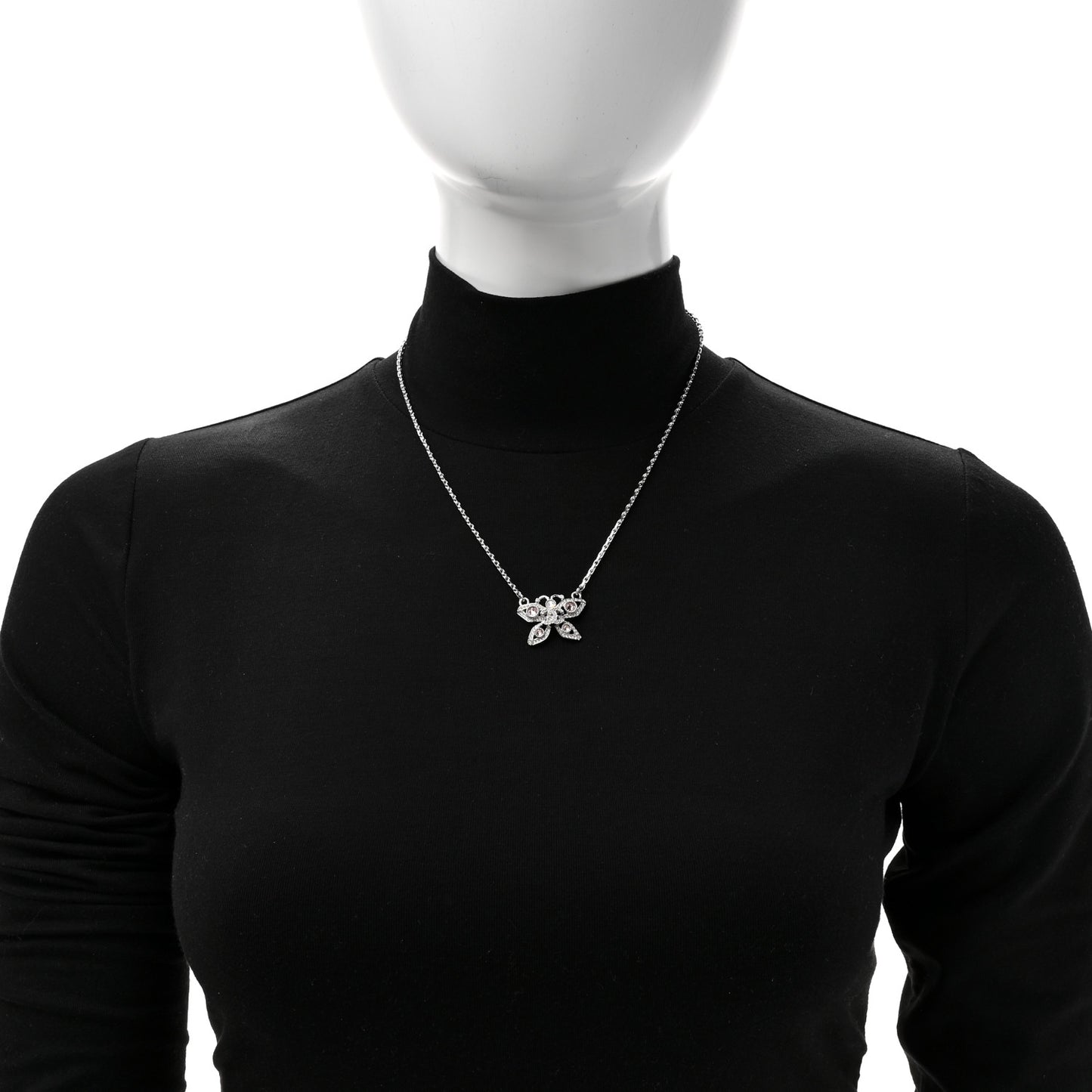 Crystal Butterfly CC Necklace Silver