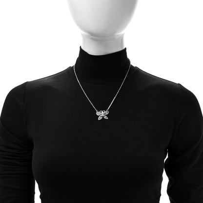 Chanel Crystal Butterfly CC Necklace Silver 2 of 5