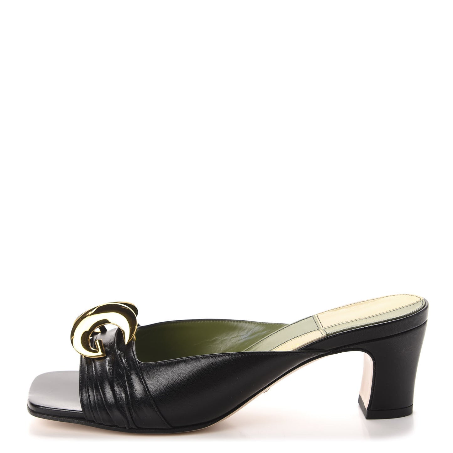 Malaga Kid Half Moon GG Square Toe Slide Sandals 36.5 Black