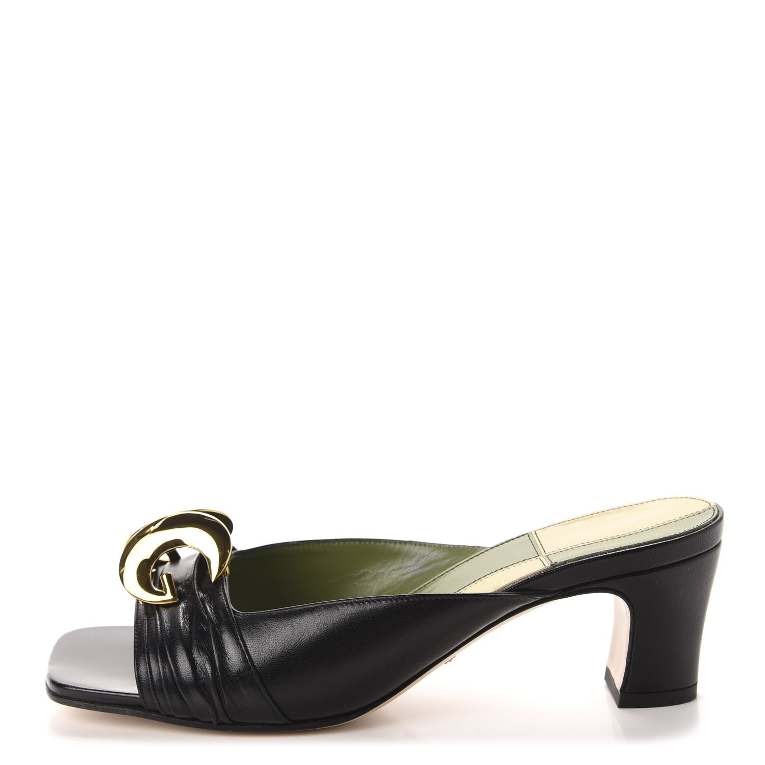 Gucci Malaga Kid Half Moon GG Square Toe Slide Sandals 36.5 Black 1 of 9