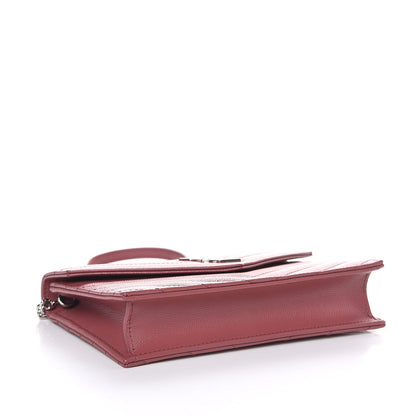 Saint Laurent Grain De Poudre Matelasse Chevron Monogram Envelope Chain Wallet Blush Fonce 4 of 7