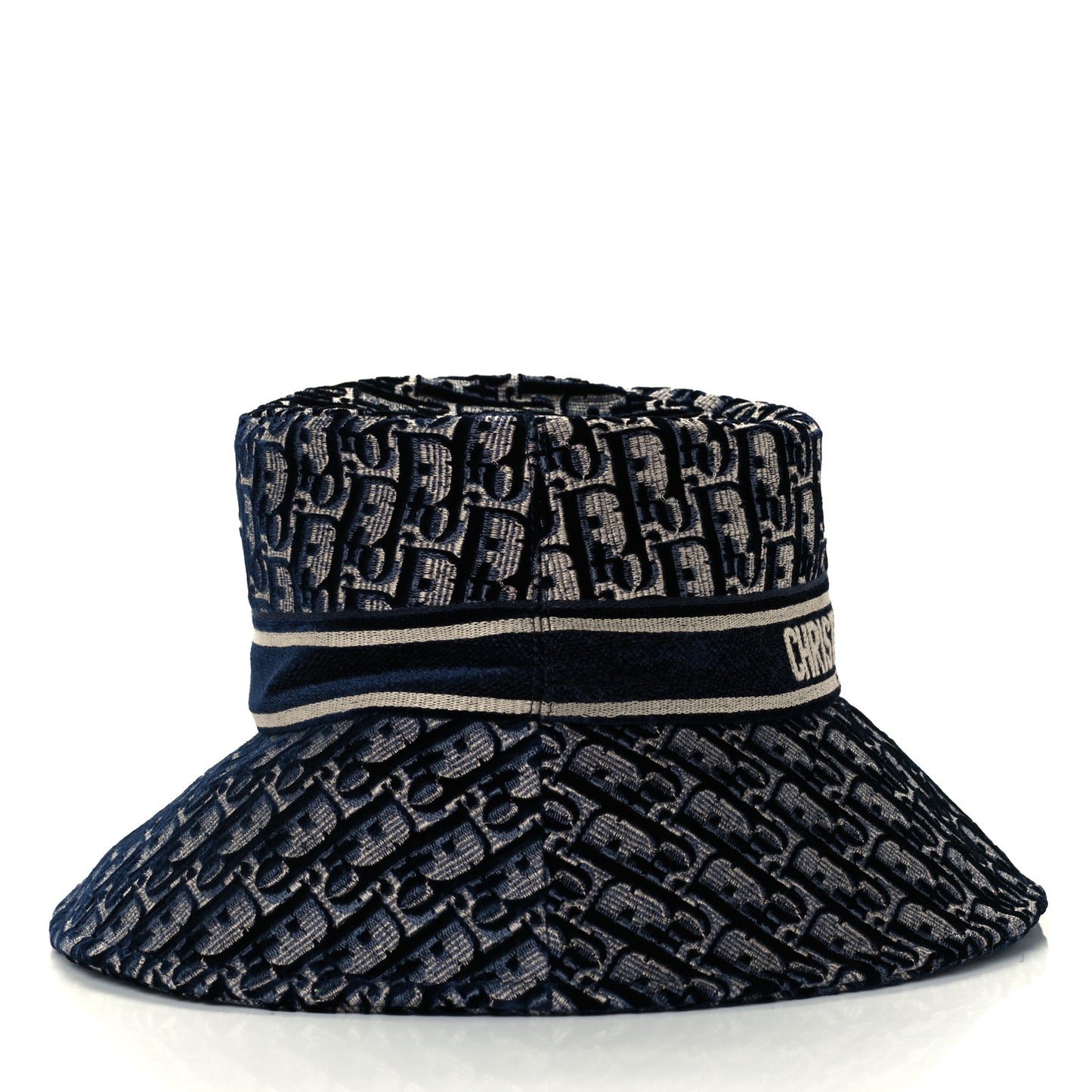 Velvet Oblique Large Brim Bucket Hat 57 Bleu Marine