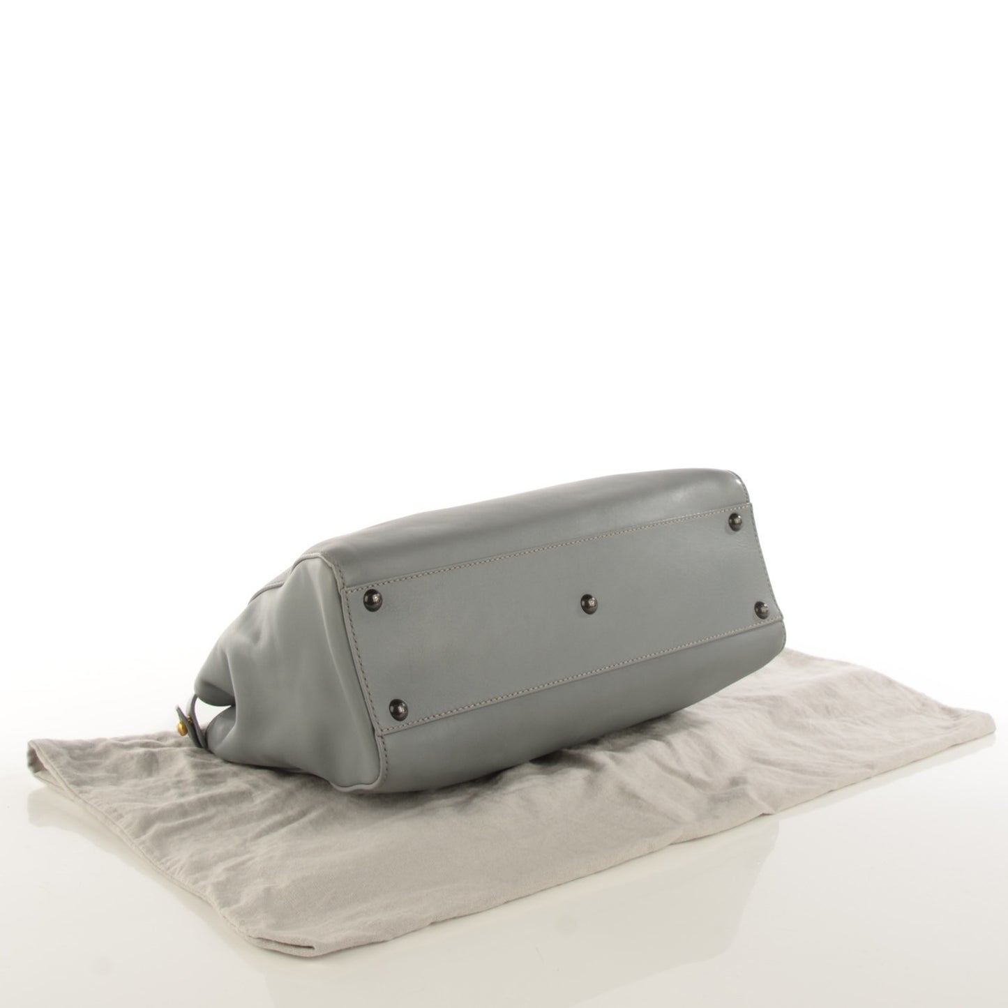 Vitello Suede Medium Peekaboo Iconic Satchel Grigio Chiaro