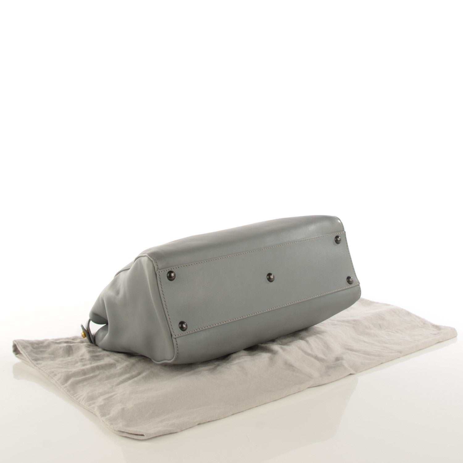 Fendi Vitello Suede Medium Peekaboo Iconic Satchel Grigio Chiaro 5 of 10
