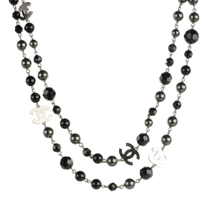 Chanel Ruthenium Beaded CC Long Necklace Black 1 of 5