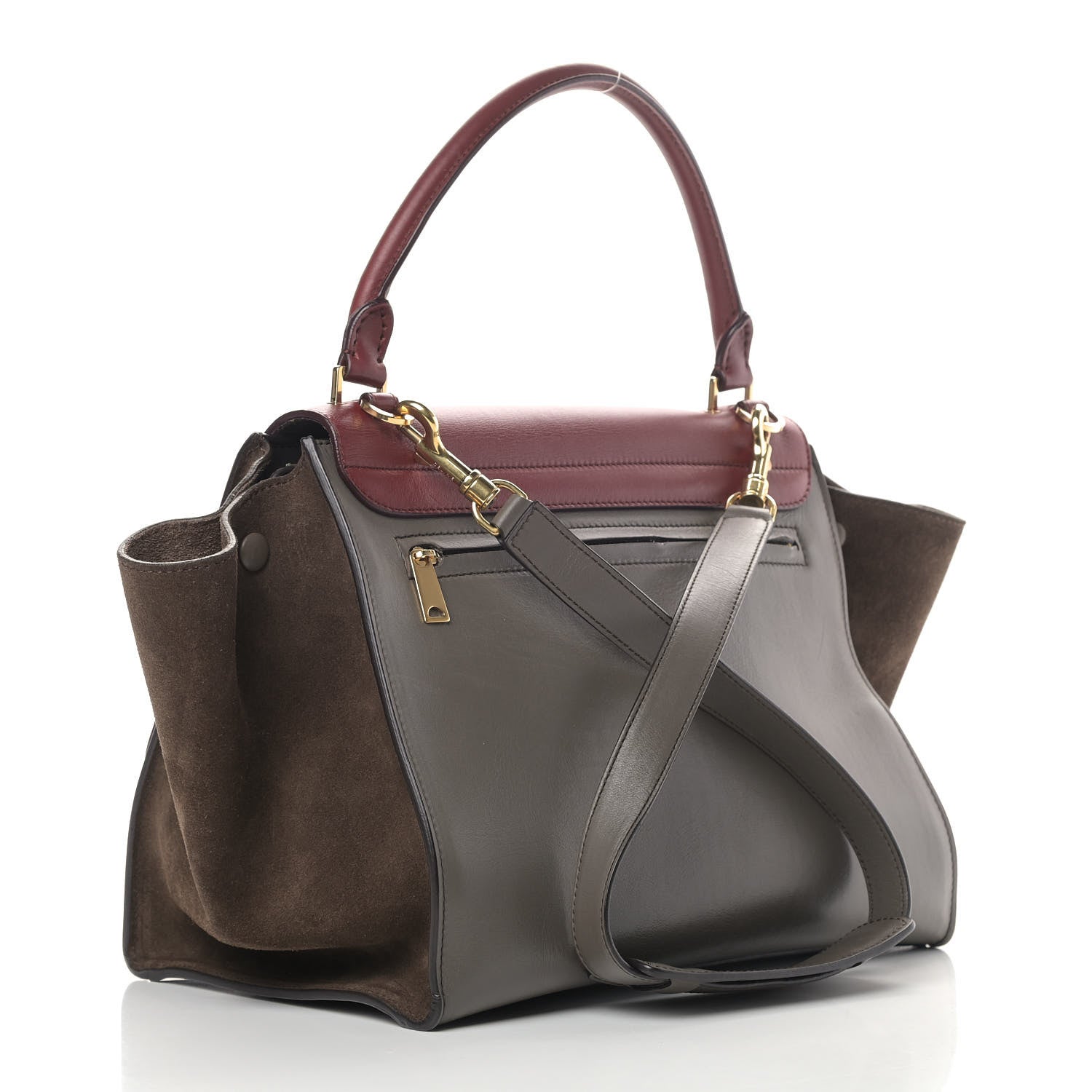 Celine Calfskin Suede Medium Tri-Color Trapeze Taupe 3 of 11