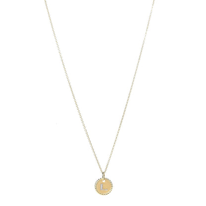 David Yurman 18K Yellow Gold Diamond Initial L Charm Necklace 1 of 6