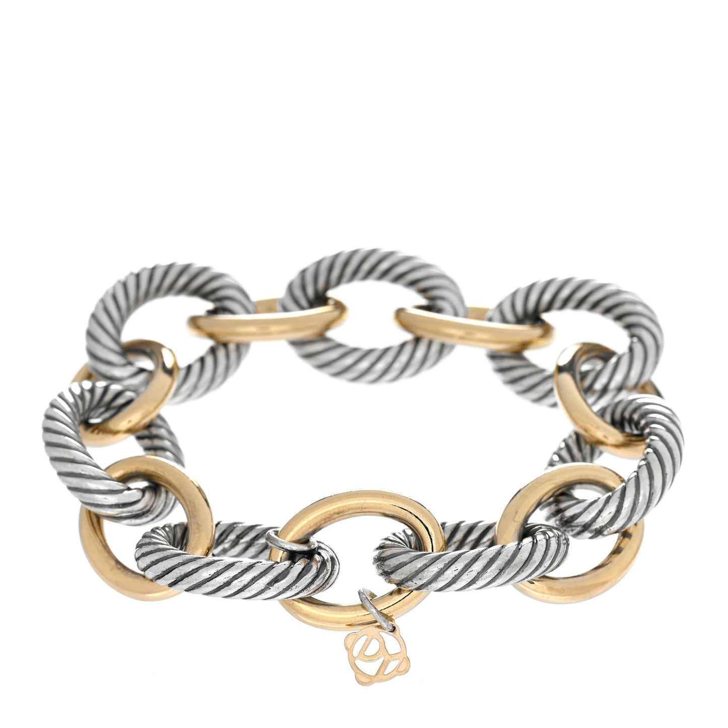 Sterling Silver 18K Yellow Gold 18mm Extra Large Oval Link Bracelet