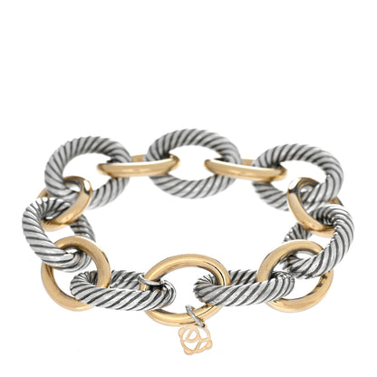 David Yurman Sterling Silver 18K Yellow Gold 18mm Extra Large Oval Link Bracelet 2 of 5