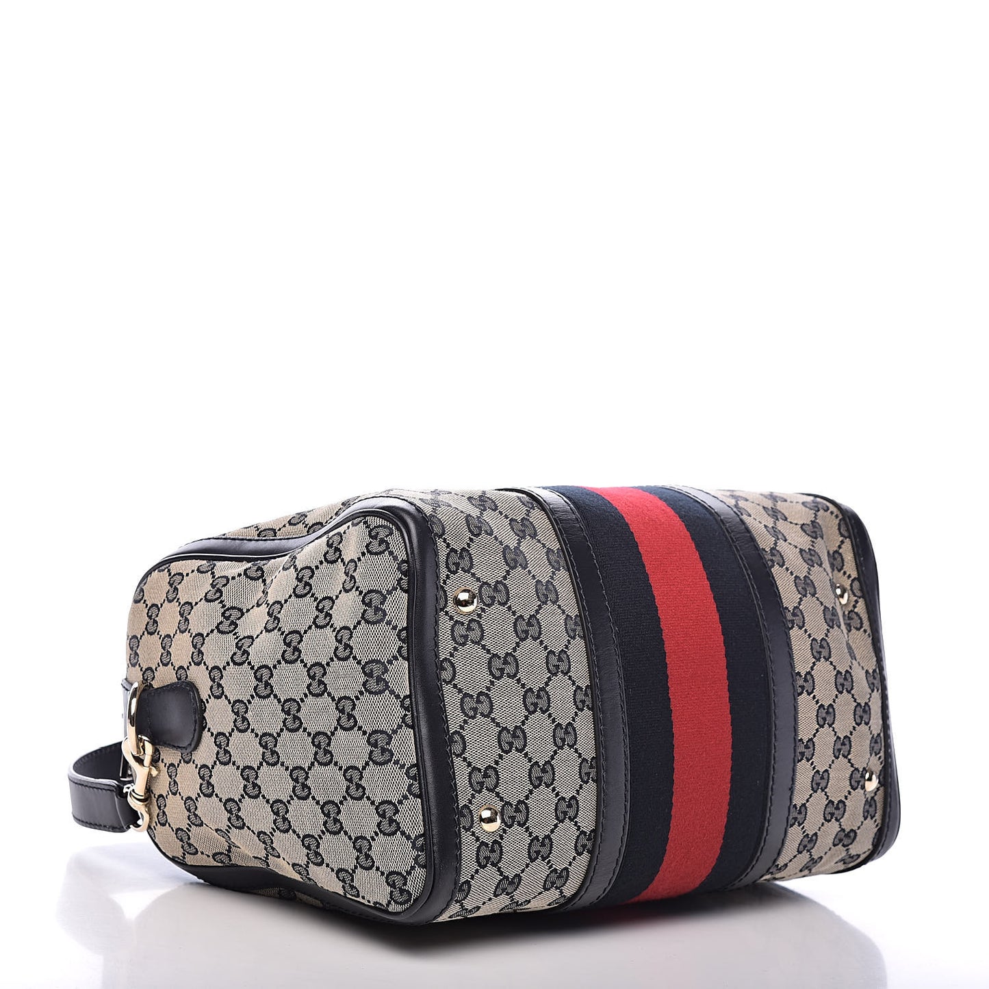 Monogram Selleria Calfskin Vintage Web Medium Boston Beige Blue