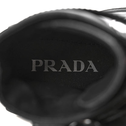 Prada Spazzolato Rois Nylon Metal Triangle Logo Monolith Pouch Pocket 55mm Boots 39 Black 7 of 9