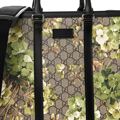 Gucci GG Supreme Monogram Blooms Vertical Tote Beige New Military Black 8 of 12