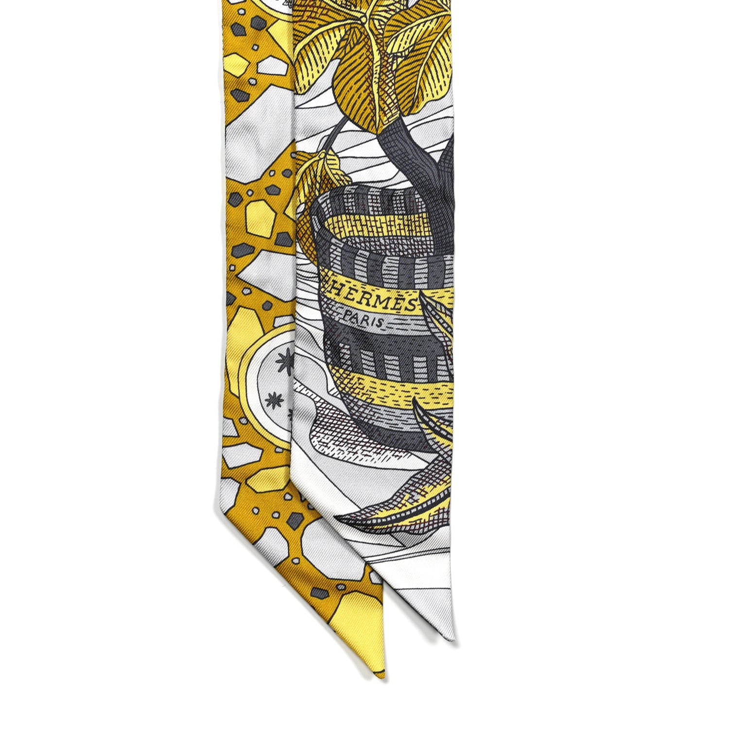 Hermes Silk La Danse Des Amazones Twilly Gris White Gold 2 of 4